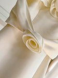 Modest A line Spaghetti Straps White Satin Ankle Length Prom Dress Formal Dresses HZ1024