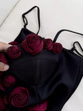 Cute A Line Straps Black Satin Homecoming Dresses Birthday Outfits With Flowers HZ1024
