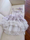Sexy Ball Gown Spaghetti Straps Lilac Flowers Homecoming Dresses Birthday Outfits HZ1024