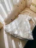 Sexy Ball Gown Spaghetti Straps White Lace Short Homecoming Dresses Birthday Outfits HZ1024
