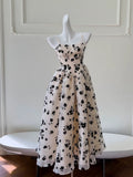 Modest A line Spaghetti Straps Black Floral Prom Dress Formal Dresses HZ1024