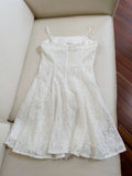 Modest A line Spaghetti Straps White Lace Short Homecoming Dresses Birthday Outfit HZ1024