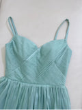 Modest A line Spaghetti Straps Green Chiffon Prom Dress Formal Dresses With Cape HZ1024
