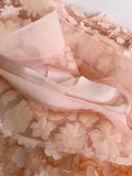 Modest A line V Neckline Long Sleeves Blush Pink Lace Prom Dress Formal Dresses With Bow HZ1024