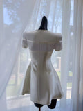 Simple A Line Scoop White Short Satin Homecoming Dresses Birthday Outfit HZ1024