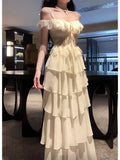 Modest A line Spaghetti Straps Long White Chiffon Prom Dress Evening Dresses HZ1024