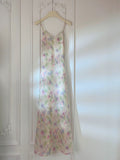 Modest Sheath Spaghetti Straps Lilac Floral Long Prom Dresses Evening Dress HZ1024