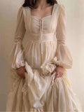Chic A line Square Neckline Floor Length Lace Chiffon Prom Dresses Simple Evening Dress HZ1024