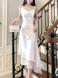 Vintage Sheath Spaghetti Straps Ivory Long Prom Dresses HZ1024