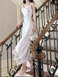 Vintage Sheath Spaghetti Straps Ivory Long Prom Dresses HZ1024