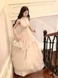 Gorgeous A Line High Neckline Chiffon Long Prom Dresses Evening Dress HZ1024