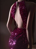 Sexy Mermaid Scoop Neckline Sequin Prom Dresses Long Birthday Outfits HZ1024