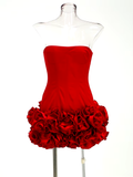 Cute Sheath Strapless Burgundy Black Girl Homecoming Dresses Short Hoco Dress HZ1024
