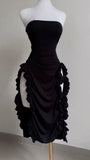 Sexy Sheath Strapless Black Homecoming Dresses Short Birthday Outfits HZ1024