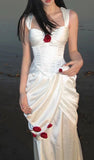 Gorgeous Sheath Rose Flowers Pleated Prom Dresses Formal Evening Dress HZ1024