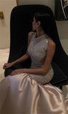 Exquisite Mermaid High Neck Vestidos De Noche Sexy Sequins Tops Long Prom Dresses HZ1024