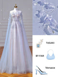 Elegant A line Jewel Sequin Prom Dresses With Beads Long Evening Dress HZ1024