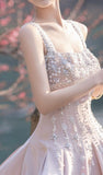 20th Birthday A line Straps Satin Pink Homecoming Dresses Short Party Dress HZ1024