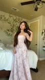Pretty Mermaid Spaghetti Straps Light Pink Lace Prom Dresses Long Evening Dress HZ1024