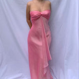 Pretty A line Halter Sleeveless Pink Chiffon Prom Dresses Long Evening Dress HZ1024