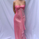 Pretty A line Halter Sleeveless Pink Chiffon Prom Dresses Long Evening Dress HZ1024