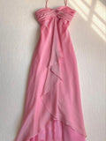 Pretty A line Halter Sleeveless Pink Chiffon Prom Dresses Long Evening Dress HZ1024