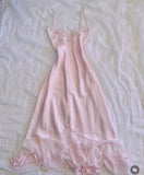 Pretty A line Spaghetti Straps Sleeveless Pink Chiffon Prom Dresses Long Evening Dress HZ1024
