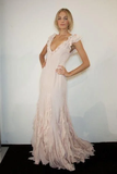 Pretty Mermaid V neckline Long Chiffon Prom Dresses Evening Dress HZ1024