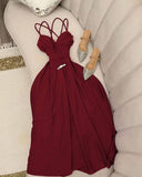 Classy A Line Spaghetti Straps Burgundy Long Prom Dresses Evening Dress HZ1024
