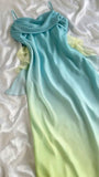 Gorgeous Sheath Spaghetti Straps Ombre Blue Long Chiffon Prom Dresses Evening Dress HZ1024