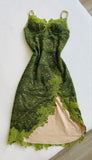 Gorgeous A Line Spaghetti Straps Green Tea Length Lace Prom Dresses Evening Dress HZ1024