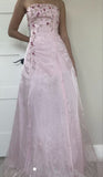 Gorgeous A line Strapless Pink Prom Gown With Beads Long Prom Dresses Evening Dress HZ1024