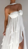 Elegant A Line Halter Long Chiffon Prom Dresses Evening Dress HZ1024