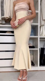 Elegant Mermaid Strapless Long Satin Prom Dresses Evening Dress HZ1024