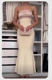 Elegant Mermaid Strapless Long Satin Prom Dresses Evening Dress HZ1024