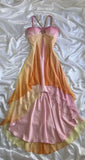 Elegant High Low Spaghetti Straps Ombre Chiffon Long Prom Dress HZ1024