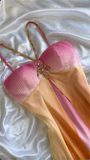 Elegant High Low Spaghetti Straps Ombre Chiffon Long Prom Dress HZ1024