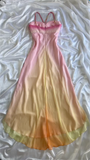 Elegant High Low Spaghetti Straps Ombre Chiffon Long Prom Dress HZ1024