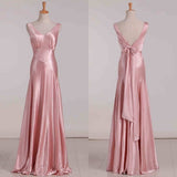 Gorgeous Mermaid V Neckline Long Satin Prom Dresses Beads Evening Dress HZ1024