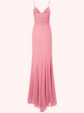 Vintage Mermaid Spaghetti Straps 90s Pink Chiffon Prom Dresses Evening Gowns HZ1024