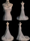 Fairytale Mermaid Spaghetti Straps Wedding Dresses Glittering Straps Backless Wedding Dress HZ1024