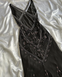 Vintage Sheath V Neckline Long Black Prom Dresses Evening Dress With Beads HZ1024