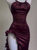 Elegant Sleeveless Midi Dress Backless High Fork Club Evening Prom Dresses HZ1024