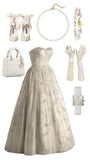 Elegant Ball Gown Strapless Ivory Sequin Lace Long Prom Dresses Evening Dress HZ1024