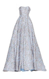 Elegant Ball Gown Strapless Light Sky Blue Lace Long Prom Dresses Evening Dress HZ1024
