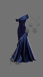 Pretty Mermaid One Shoulder Navy Blue Satin Long Party Dress Prom Dresses HZ1024