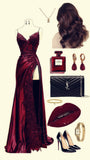 Elegant Mermaid Spaghetti Straps Burgundy Satin Long Prom Dresses Beads Party Dress HZ1024
