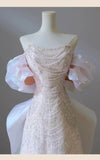Elegant Off The Shoulder Light Pink Beaded Luxury Evening Dress Prom Dresses HZ1024