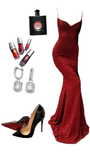 Elegant Mermaid Spaghetti Straps Burgundy Sequin Long Prom Dresses Party Dress HZ1024
