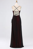 Elegant Mermaid Spaghetti Straps Burgundy Black Tulle Long Prom Dresses Party Dress HZ1024